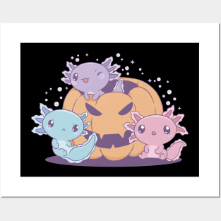 Jack O Lantern Axolotls Posters and Art